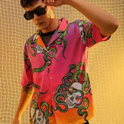 The Indian Garage Co Men Cuban Collar Animal Printed Oversized Casual Shirt-picture-13