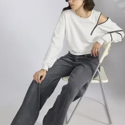 SHOWOFF Women White Solid Cotton Blend Tops image 5