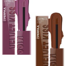 PERPAA Velvet Kiss Set Of 2 Matte Liquid Lipsticks-3.5 ml Each-Dark Muave-Chocolate Brown-picture-9