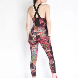 CHKOKKO Red & Grey Printed Yoga Workout  Jumpsuit image 5