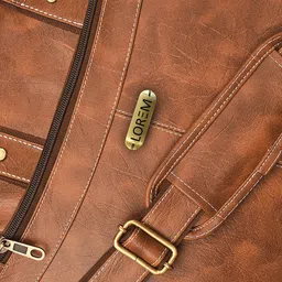 LOREM Unisex Tan Textured Messenger Bag image 5