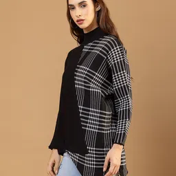 all about you Checked High Neck Long Sleeves Woollen Pullover image 2