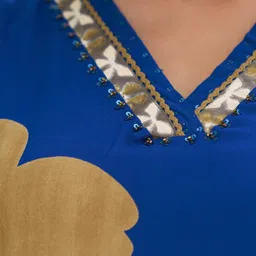 HERE&NOW Floral Printed V Neck Regular Sequinned Kurta With Palazzo image 4