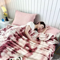 Reexplore Burgundy & White Checked Printed Lightweight 300 GSM Heavy Winter Blanket-image-84
