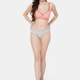 Lady Lyka Checked Medium Coverage Lightly Padded Cotton T-Shirt Bra With All Day Comfort image 5