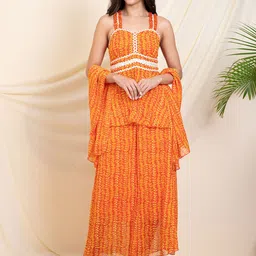 DEEBACO Printed Tunic & Sharara With Dupatta Co-Ords-picture-34