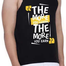 WOOSTRO Pack Of 2 Printed Gym Vests RS26 (ENJOY WHITE)(MORE BLACK) image 4