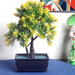 FOLIYAJ Yellow 1 Pieces Bonsai Artificial Plant With Pot-picture-23