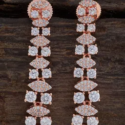 Kushal's Fashion Jewellery Rose Gold-Plated CZ Studded Square Drop Earrings-picture-41