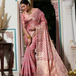 K 5 Fashion Woven Design Zari Organza Saree image 2