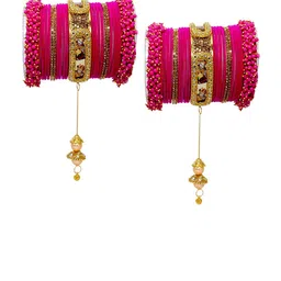 ZULKA Set Of 46 Metal With Cubic Zircon Gemstone Studded Bangles-picture-33