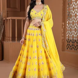 TIKODI Embellished Sequinned Semi-Stitched Lehenga & Unstitched Blouse With Dupatta-picture-30