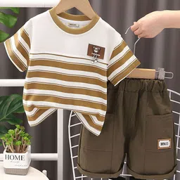 INCLUD Boys Striped Short Sleeves T-shirt With Shorts-image-41