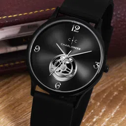 CHARLIEKEEN Men Brass Embellished Dial & Wrap Around Straps Analogue Watch CC-GR020-BLK image 5