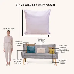 STITCHNEST Grey & White 2 Pieces Textured Chenille Square Cushion Covers image 3