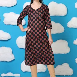 neonari Midnight Muse Women Ethnic Motifs Printed Pure Cotton Kurta-picture-36