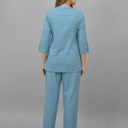 Anouk Rustic Mandarin Collar Pure Cotton Top With Trousers Co-Ords image 4