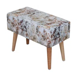 Shadowkart Yellow & Orange Coloured Printed Wooden Rectangle Shaped Ottomans image 5