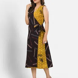 Crazy Needle Women Conversational Printed Wrap Dress image 2