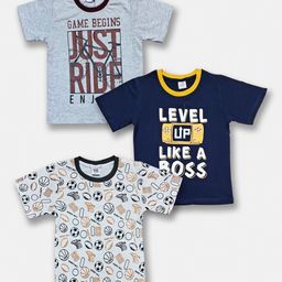Here&Now X Game Begins Boys Pack Of 3 Assorted Printed Pure Cotton T-shirts-picture-11