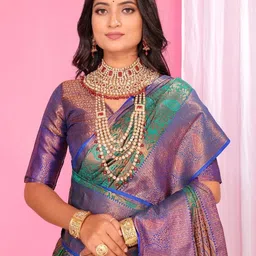 AKSH FASHION Multi Silk Blend Sarees-picture-36