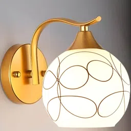 MFD HOME FURNISHING Gold-Toned Printed Metal Semi Spherical Shaped Wall Lamp image 2
