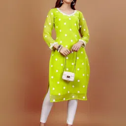HESVI Women Floral Embroidered Daily Straight Kurta-picture-30