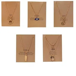 Tempus Gems Set Of 5 Gold-Plated Enamelled Layered Necklace And Chains-picture-37