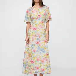 GAP Women Floral Printed Flared Sleeves Fit & Flare Maxi Dress-picture-25
