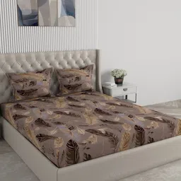 Raymond Home Brown 120 TC King Bedsheet with 2 Pillow Covers-picture-22