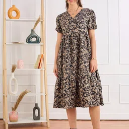 DressBerry Floral Printed Fit & Flare Midi Dress-picture-21