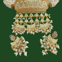 RAJASTHANI GAHANA Gold-Plated Stone-Studded & Beaded Jewellery Set image 2