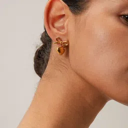 Celestique Stainless Steel Heart Shaped Drop Earrings-picture-20