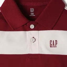 GAP Boys Striped Color-Blocked Relaxed-Fit Polo Collar T-Shirt image 2
