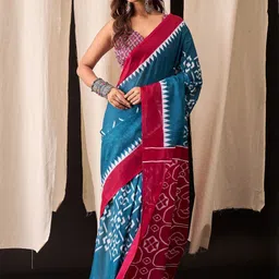 Munir Women Ethnic Motifs Printed Pure Cotton Ikat Saree-image-51