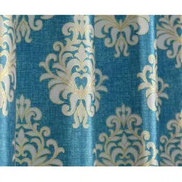 UrbanArts Blue & Beige Set of 2 Ethnic Motifs Room Darkening Window Curtain image 4
