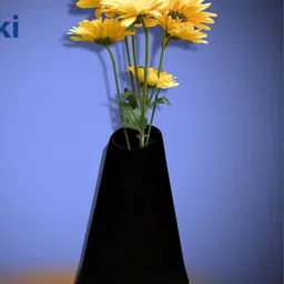 LASAKI Voltra Black Textured Ceramic Cone Shaped Flower Vase image 2