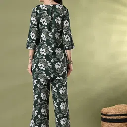 HARIKS Floral Printed Pure Cotton Round Neck Top With Palazzos Co-Ords image 5