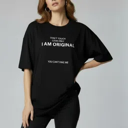 Calm Down Women Typography Printed Regular Fit Cotton T-shirt-image-51