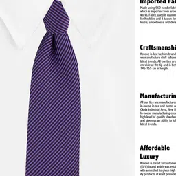 kavove KOVOVE Men Purple & White Striped Broad Tie image 4