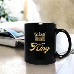 v kraft "king" quote beautiful black Ceramic with Handle-Perfect Gift to Anyone On Any Occasion | Coffee & Tea Cup | Pack of 1, 330ml Ceramic Coffee Mug-picture-11