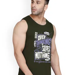 SLOWLORIS Pack Of 2 Printed Round Neck Sleeveless Bio-Washed Cotton Gym Vests image 3