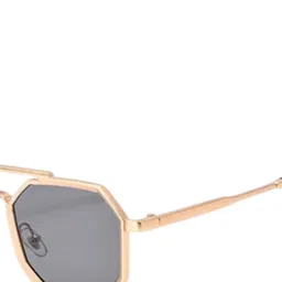 SPADEACES Unisex Black Lens & Gold-Toned Square Sunglasses with image 4