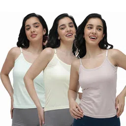 Amul Comfy Women's Cotton LightColor Plain/Solid Slips with Adjustable Straps - Pack of 3-picture-20