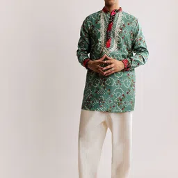 KALKI Fashion Men Bandhani Printed Kurta with Pyjamas image 2