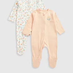 mothercare Girls Cotton Pack of 2 Printed Sleepsuit-image-94