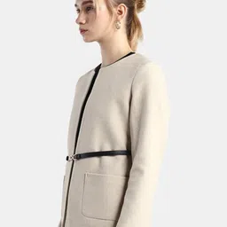 Rareism Women Nexmar Off White Polyester Blend Jacket Plain Jacket image 5