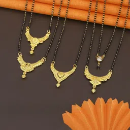 Bhanu diam Gold-Plated Brass Mangalsutra-picture-29