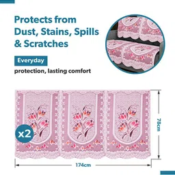 Kuber Industries White & Pink Printed Cotton Sofa Cover image 5