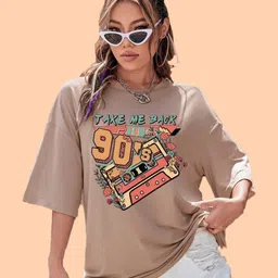 Metronaut Women Typography 2 Printed V-Neck Extended Sleeves T-shirt image 5